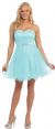 Strapless Bejeweled Waist Short Tulle Graduation Party Dress in Aqua